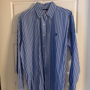 Polo Ralph Lauren Blue and White Striped Dress Shirt